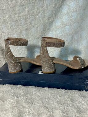 Jeffrey Campbell Embellished Ankle Strap Block Heel Sandals - Champagne